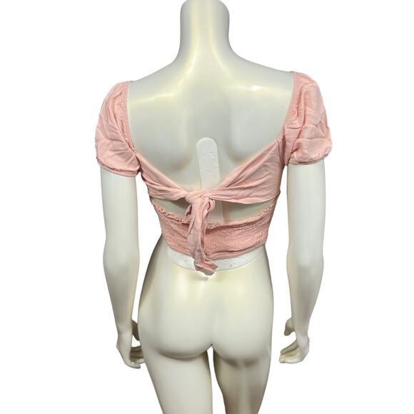 Pink Lottie Moss Crop Top – Tie-Back Sweetheart Neckline - Picture 3 of 11